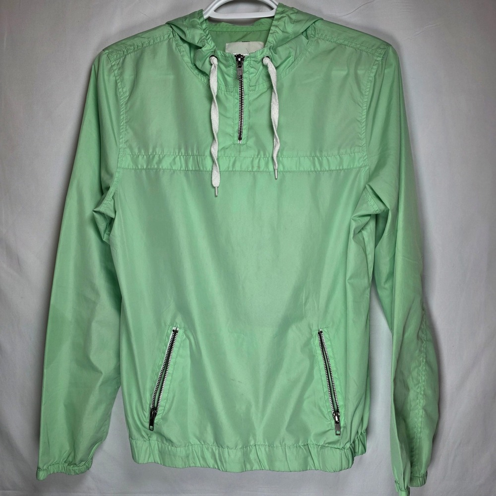 Zine Anorak Windbreaker Jacket Small Mint Green Quarter Zip Hooded RN 116442